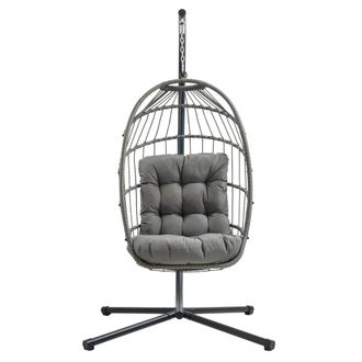 MonsterShop Rattan Hanging Egg Chair - Grey
