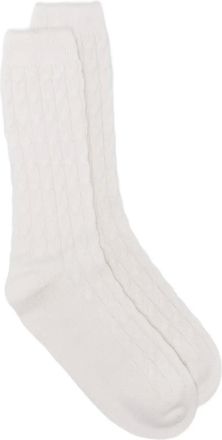 Eleventy Kabelgebreide sokken - Wit