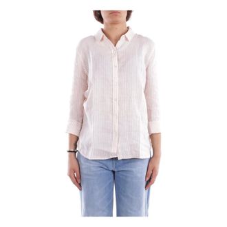 Barbour Shirts, female, Pink, Size: XL Front Button Womens Linen Shirt