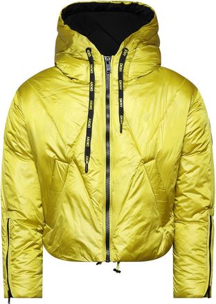 DKNY Womens Cropped Puffer Jacket in Yellow Nylon - Size X-Small
