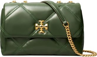Tory Burch Small Kira Diamond Quilted Convertible Leather Shoulder Bag in Fir Tree at Nordstrom