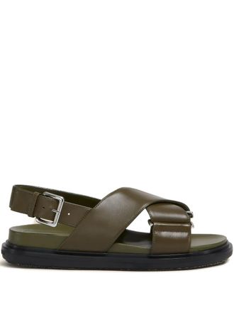 Marni cross-strap flat sandals - Green