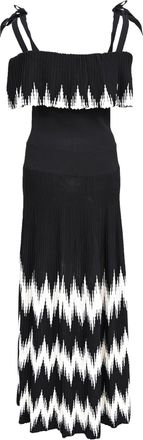 Sandro Bohemian Style Midi Dress in Black Viscose