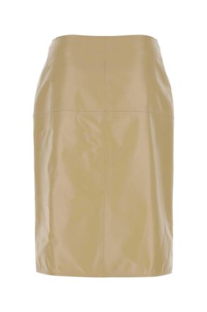 Bottega Veneta Womens Beige Leather Skirt 9640 Exterior: Lamb Gonne