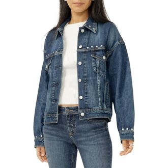Silver Jeans Co Studded Denim Jacket in Pimlico at Nordstrom, Size X-Small
