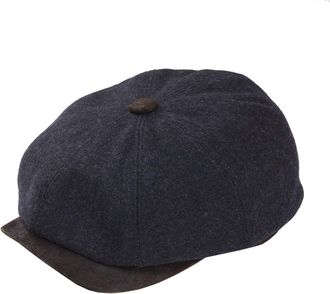 Dasmarca Mens Newspaper Boy Bakerboy Wool Leather Peaky Cap - Eden Slate L