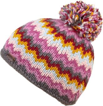 KuSan Bobble Beanie in Zig Zag Pattern (PK1522) (Grey/Yellow)