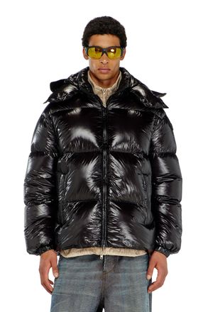 Diesel Down puffer jacket with detachable hood - Winter Jackets - Man - Black