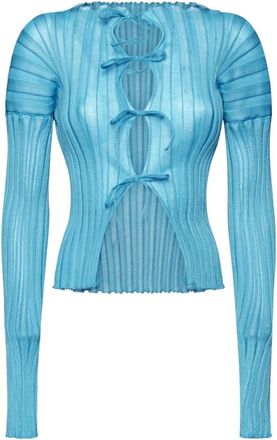 A. Roege Hove Blauwe Kant Cardigan Sweater - Dames - Vesten - Blauw - M - Katoen - Truien & Vesten