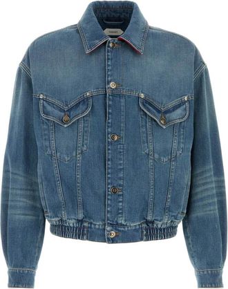 Versace Point Collar Medusa Katoenen Denim Jack - Heren - Spijkerjassen - Blauw - L - Katoen - Jassen