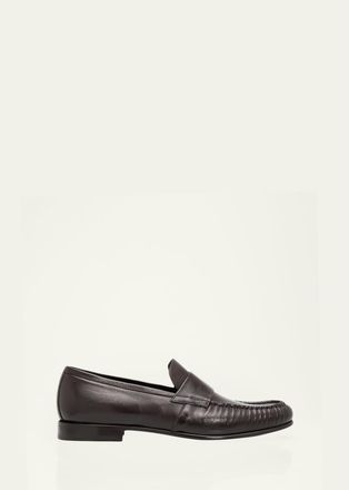 Bergdorf Goodman Mens Buffalo Leather Moc-Toe Loafers