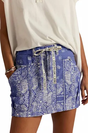 Free People River Canyon Printed Mini Skirt In Midnight Combo