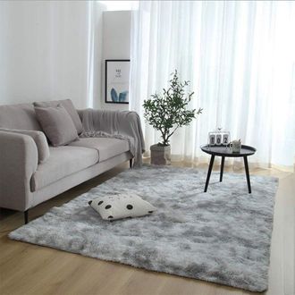OEM Alfombra Peluda Para Sala De Estar, Alfombra Para Dormitorio, Alfombra Moderna Para Interiores Y C&oacute;moda Para El Hogar (gris Y Blanco, 120 X 160 Cm)