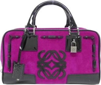 Loewe Pre-owned Handbags, female, Purple, Size: ONE SIZE Pre-owned Leather Handbag