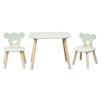 Mobili Rebecca Mobili Rebecca - Mesa Y 2 Sillas Para Ni&ntilde;os Rebecca Mobili Aniba 44x60x56 Mdf Pino Verde Agua Marr&oacute;n Conjunto 3 Pzs