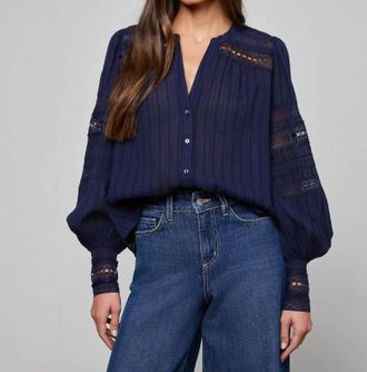 L'agence Kiera Trim Blouse In Navy
