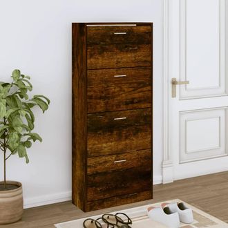 vidaXL Vidaxl - Mueble Zapatero Madera Contrachapada Roble Ahumado 63x24x147 Cm
