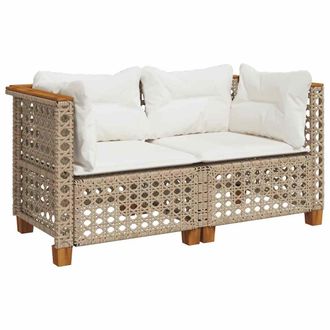 vidaXL Vidaxl Divani Angolari Da Giardino Con Cuscini 2 Beige Polyrattan