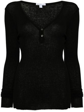James Perse Katoenen kasjmier henley - Zwart