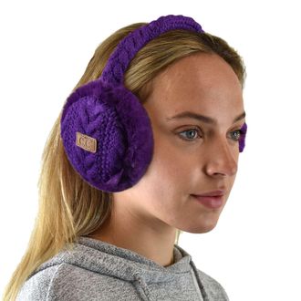 C.C Soft Winter Warm Adjustable Headband Ear Warmer Earmuffs, Purple