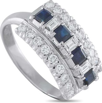 Luxury Bazaar Platinum 0.69 ct Diamond and 0.81 ct Sapphire Ring MF51-1016252