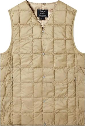 TAION V-neck down gilet - men - Nylon/Down/Nylon/Feather - M - Neutrals