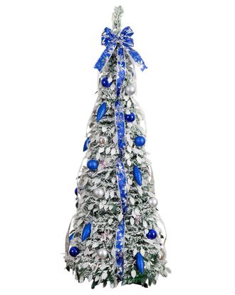 Nearly Natural 5Ft. Pre-Lit Artificial Pop Up Flocked Christmas Tree