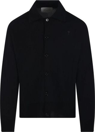 Ami ADC Shirt Collar Cardigan Merino - Heren - Vesten - Zwart - S - Wol - Truien & Vesten