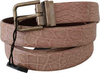 Dolce & Gabbana Mens Beige Exotic Skin Gold Buckle Leather Belt Skins