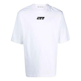 Off-white Mens Off-White FW21 Logo Round Neck Short Sleeve Loose Fit White T-Shirt OMAA119F21JER0040110