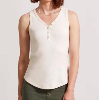 Tribal Henley Tank Top W/buttons In Sandust