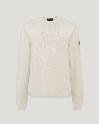 Belstaff Commander Crewneck Jumper Mens Organic Cotton Silver Birch Size 2XL