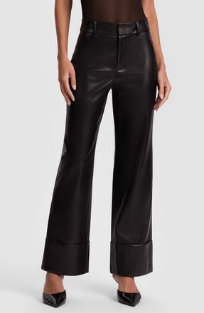 Alice & Olivia Alexander High Waist Faux Leather Pants in Black at Nordstrom, Size 10