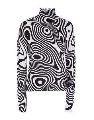 8 by YOOX ORGANIC COTTON PRINTED MOCK NECK KNITTED SWEATER