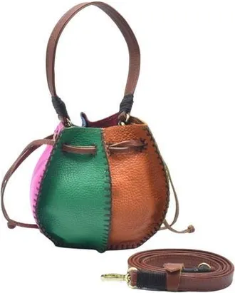 Carlos Falchi Mini Bucket Pouch Leather Bag in Rainbow at Nordstrom