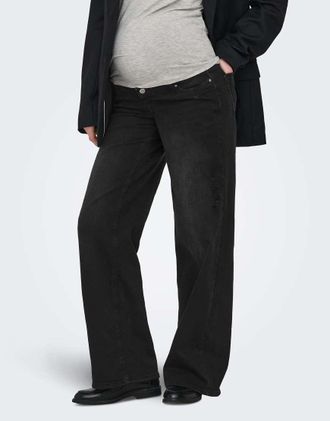 Only ONLY Maternity - Jeans ampi nero slavato