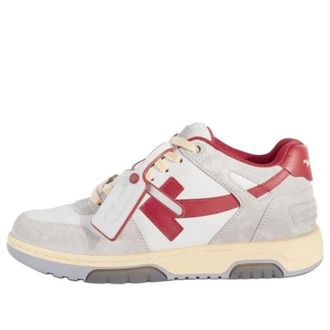 Off-white Out Of Office Leather Sneakers Grey White Red OMIA189S24LEA0110525