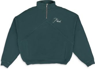 Rhude Green Script Logo Quarter Zip