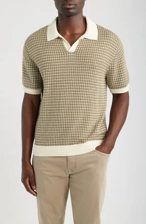 Madewell Grid Stitch Polo in Crme Fraiche at Nordstrom, Size Xx-Large