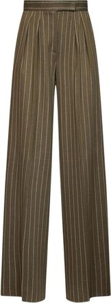 Max Mara Wijde broek - Dames - Wijde Broeken - Groen - XS - Broeken