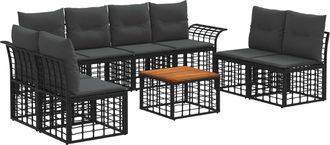 vidaXL Conjunto De Sof&aacute;s De Exterior 9 Uds. Negro Y Gris Oscuro Vidaxl