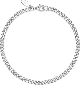 Lafonn Small Cleo Cuban Chain Bracelet in Silver at Nordstrom, Size 7