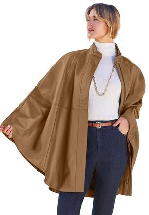 Jessica London Leather Poncho in Brown Maple at Nordstrom, Size 20