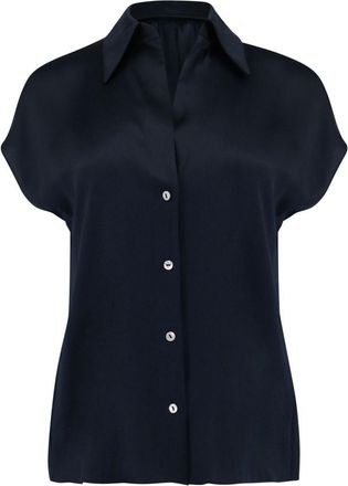 Vince short-sleeve silk shirt - women - Silk - M - Blue