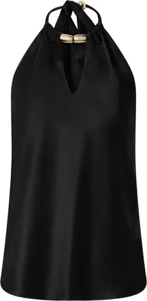Pinko Black Open-Back Halter Neckline Blouse