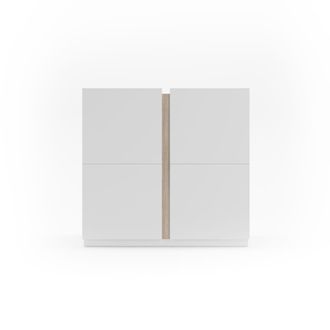 HERDASA Zapatero melamina blanco veteado detalle roble claro 90x95x35 cm