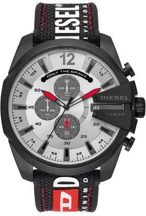 Diesel Mega Chief Chronograph Nylon Strap Watch, 51mm in Black at Nordstrom Rack