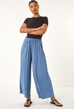 Roman Pleated Wide Leg Stretch Culottes