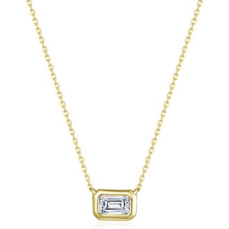 Lafonn Emerald Cut East/West Simulated Diamond Pendant Necklace in Gold at Nordstrom, Size 16