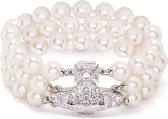 Vivienne Westwood Handtekening Orb Parel Detail Voorklem - Dames - Armbanden - Wit - M - Accessoires